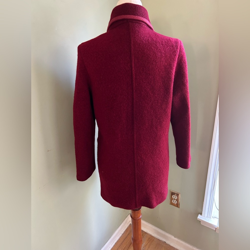 Vintage wool coat cranberry red size 2/4. Shawl neck, retro buttons,big pockets - Picture 7 of 16
